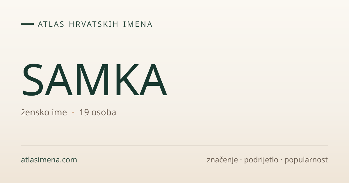 Ime SAMKA — značenje, podrijetlo i popularnost | Atlas imena Hrvatske